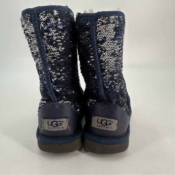 Ugg Classic Short Blue Sequin Shearling Lined Winter Boots 6 - Picture 8 of 8